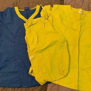 Blue & Neon Green Scrub Set